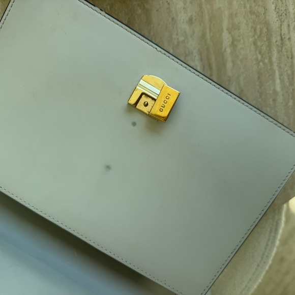 White Gucci Carlfskin Sylvie Shoulder Bag - Picture 8 of 10